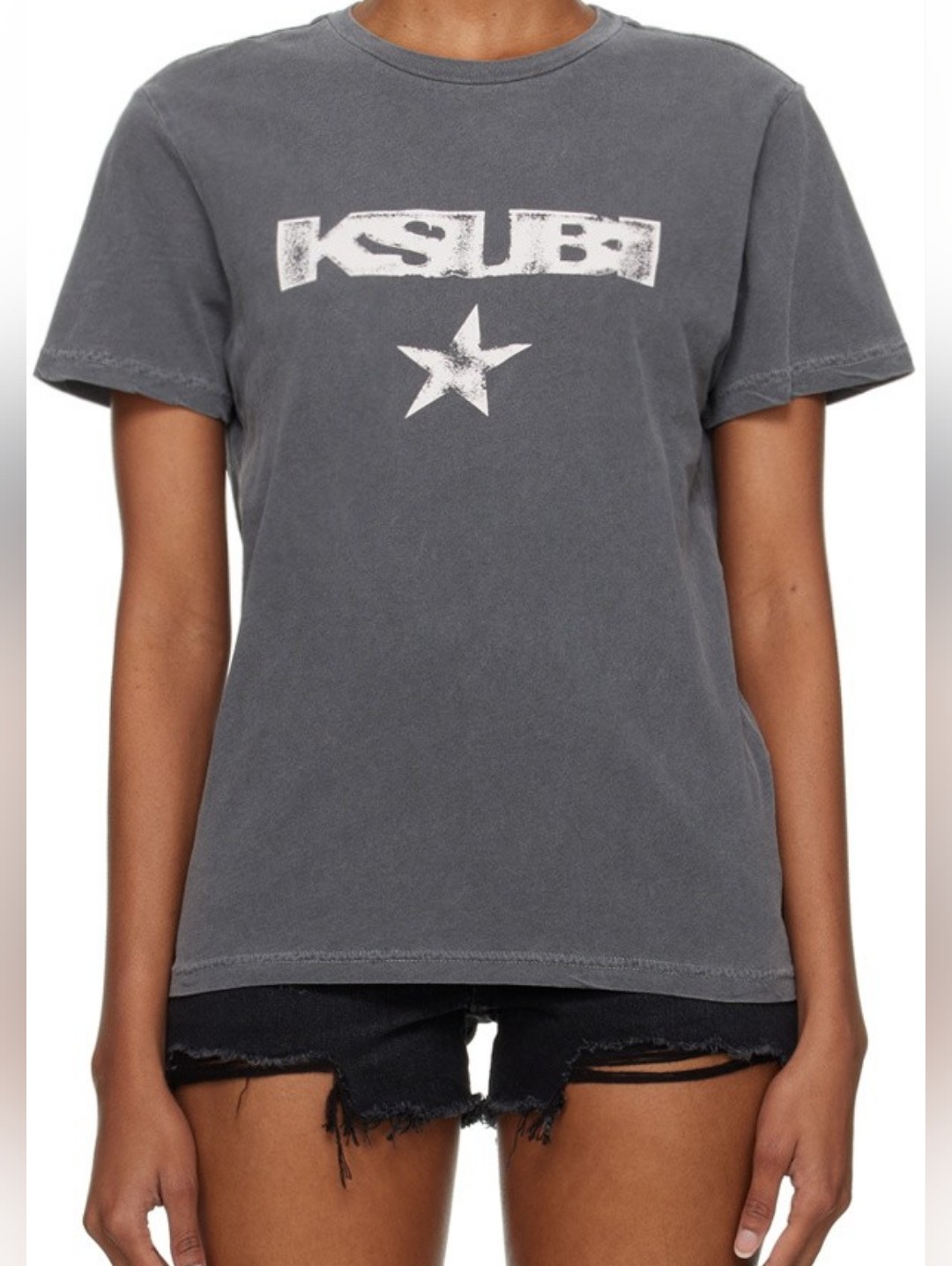 Ksubi Star Graphic Tee In Faded Charcoal
